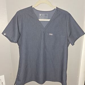 FIGS Men's Blue V-Neck Shirt